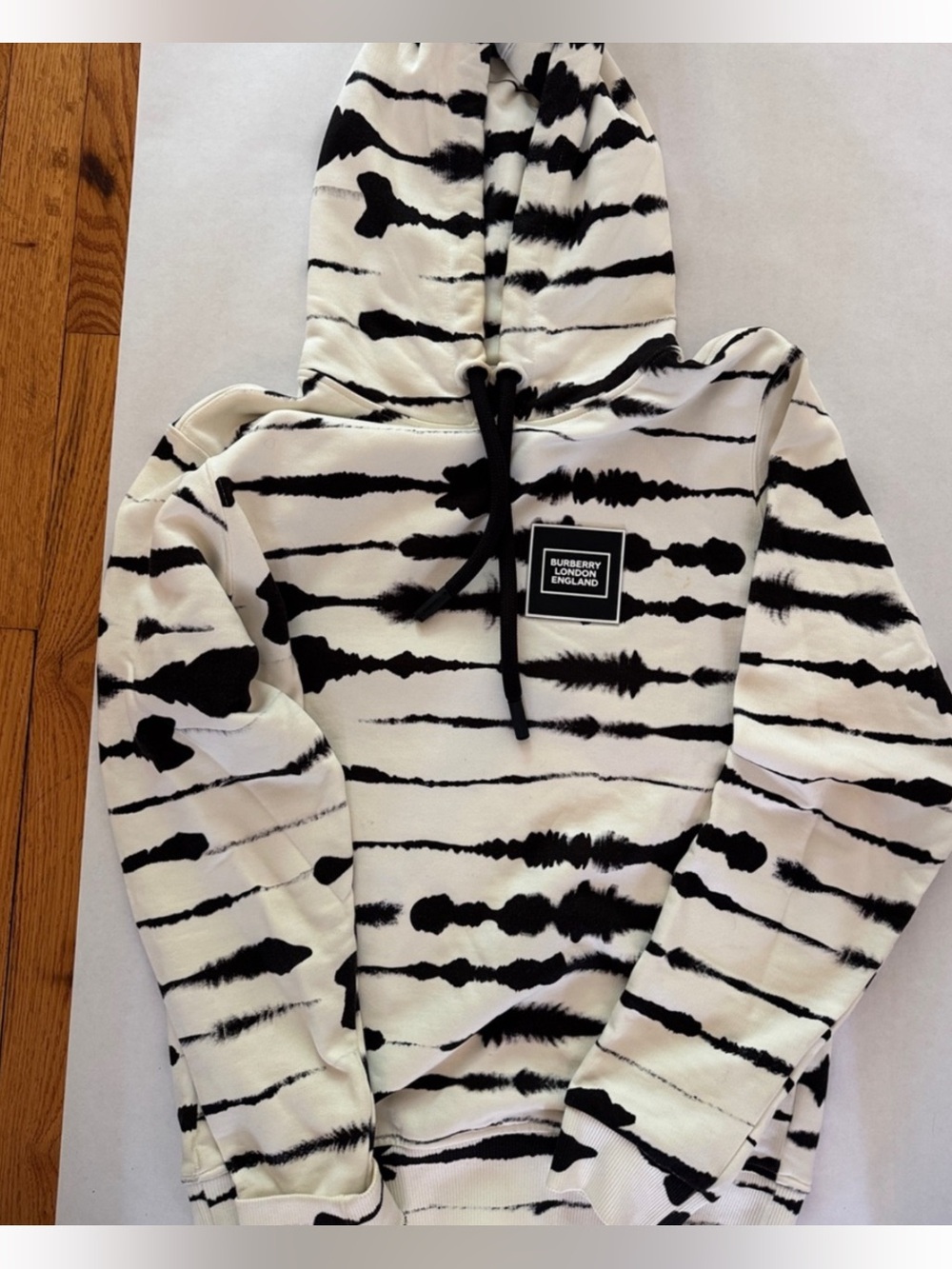 Burberry Black and White Tie-Dye Hoodie
